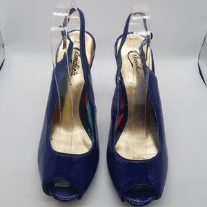 Candies Royal Blue Ankle Strap Open Toed Heels